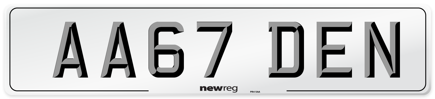 AA67 DEN Number Plate from New Reg